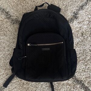 Vera Bradley Black Quilted Backpack with Front Zip Pocket